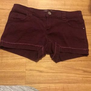 Maroon Denim Shorts